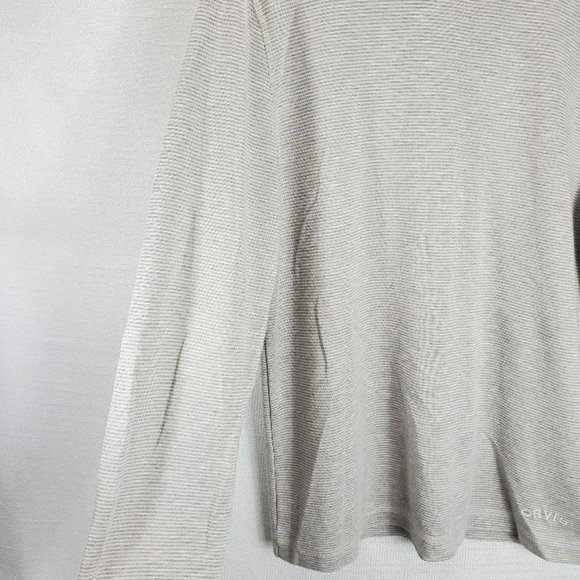 Orvis Classic Collection Shirt Mens M Cream/Gray Stripe Pullover Longsleeve Soft - Picture 2 of 9